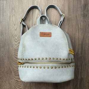 Wrangler x Montana West Distressed Blue Backpack Purse with Rivets